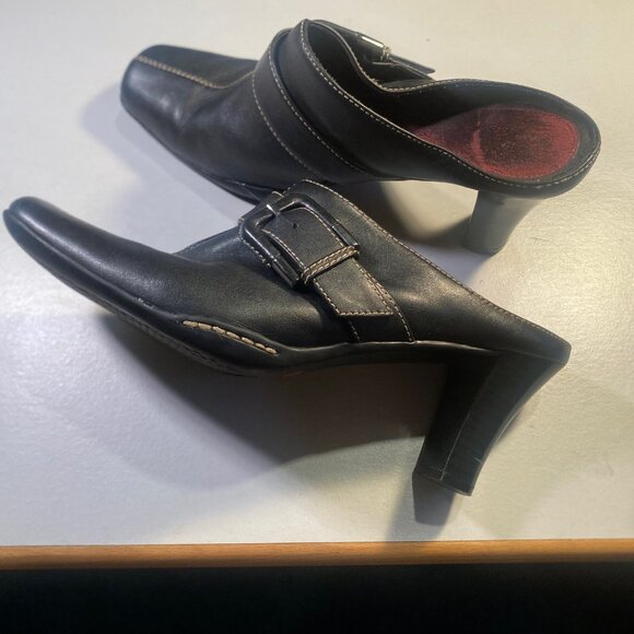 Aerosole - Size 7.5 M - Women's Mules Black Leather Upper Shoes - Picture 6 of 10